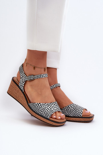 Sandálias com plataforma Sergio Leone SK303 Branco-preto 2