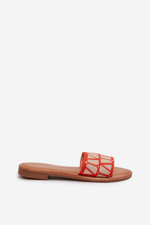 Chinelos femininos com salto largo na cor laranja Traivea Chinelos femininos com salto largo na cor laranja Traivea