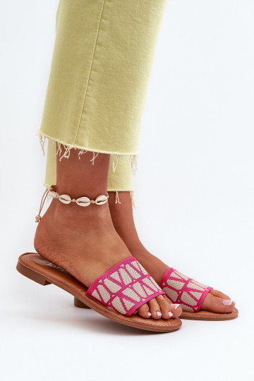 Chinelos femininos com salto largo rosa Traivea 2