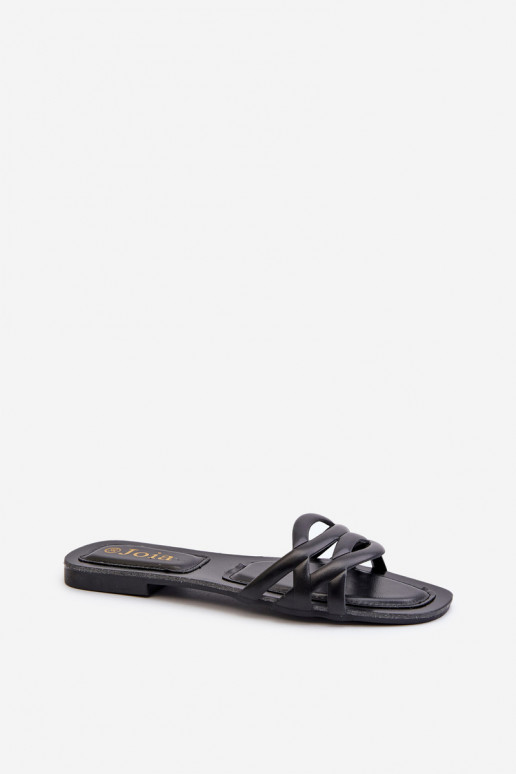 Chinelos femininos Eko com salto largo na cor preta Moldela