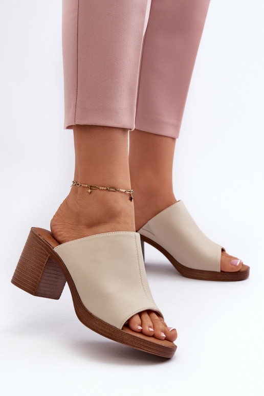 Chinelos femininos estilo elegante com salto bege Varnila