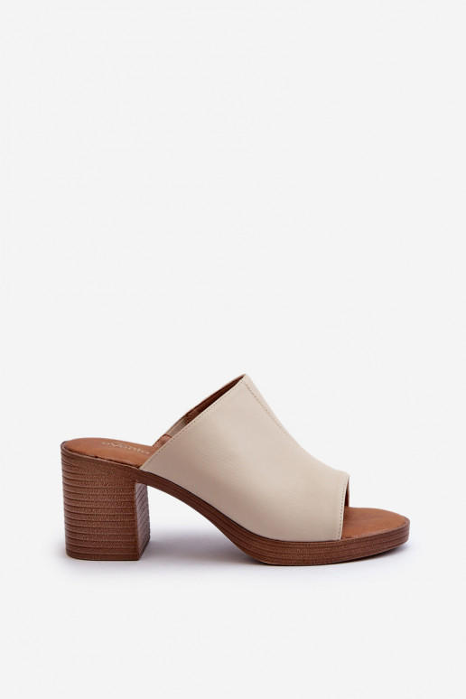 Chinelos femininos estilo elegante com salto bege Varnila