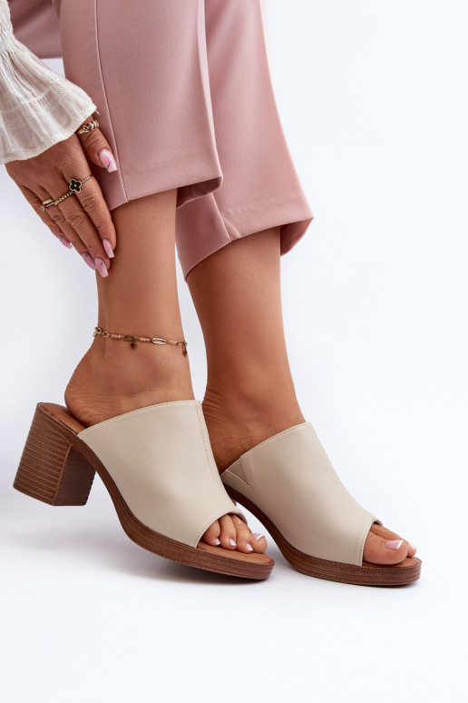 Chinelos femininos estilo elegante com salto bege Varnila