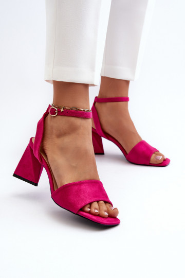 Sandálias femininas de salto alto em Eco Suede Fuchsia Upttima