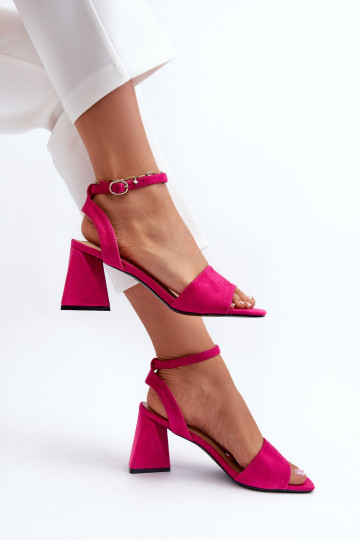 Sandálias femininas de salto alto em Eco Suede Fuchsia Upttima 2