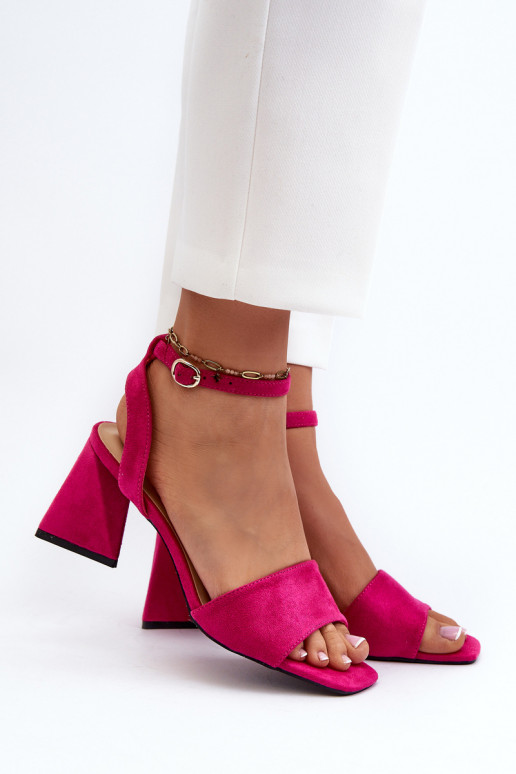 Sandálias femininas de salto alto em Eco Suede Fuchsia Upttima