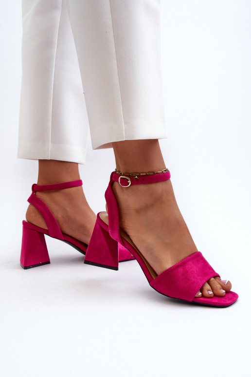 Sandálias femininas de salto alto em Eco Suede Fuchsia Upttima