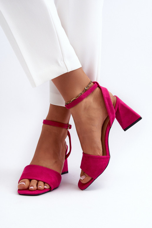 Sandálias femininas de salto alto em Eco Suede Fuchsia Upttima