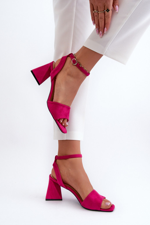 Sandálias femininas de salto alto em Eco Suede Fuchsia Upttima