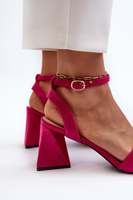 Sandálias femininas de salto alto em Eco Suede Fuchsia Upttima