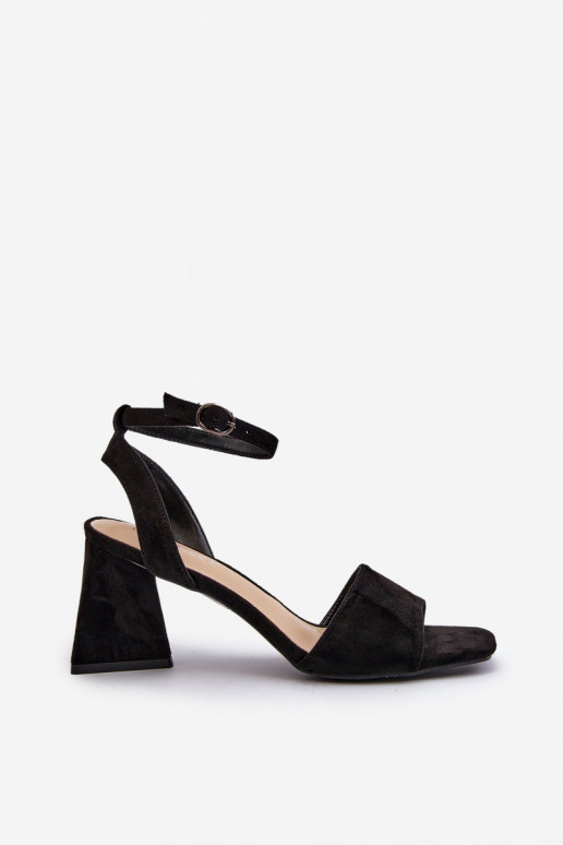Sandálias femininas de salto alto em Eco Suede Black Upttima