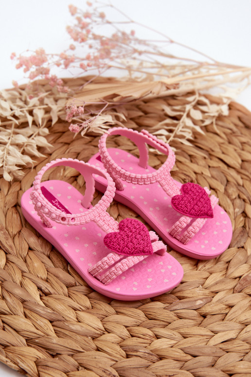 sandálias infantis com corações 81997 Ipanema Meu Primeiro Bebê rosa