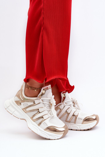 Sapatos modelo de tênis cor branco-ouro Ahmani 2