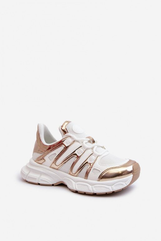 Sapatos modelo de tênis cor branco-ouro Ahmani