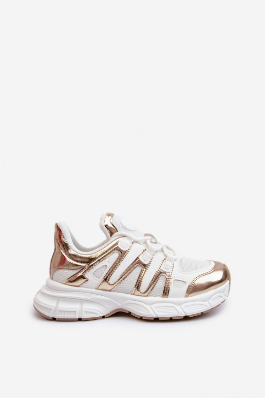 Sapatos modelo de tênis cor branco-ouro Ahmani