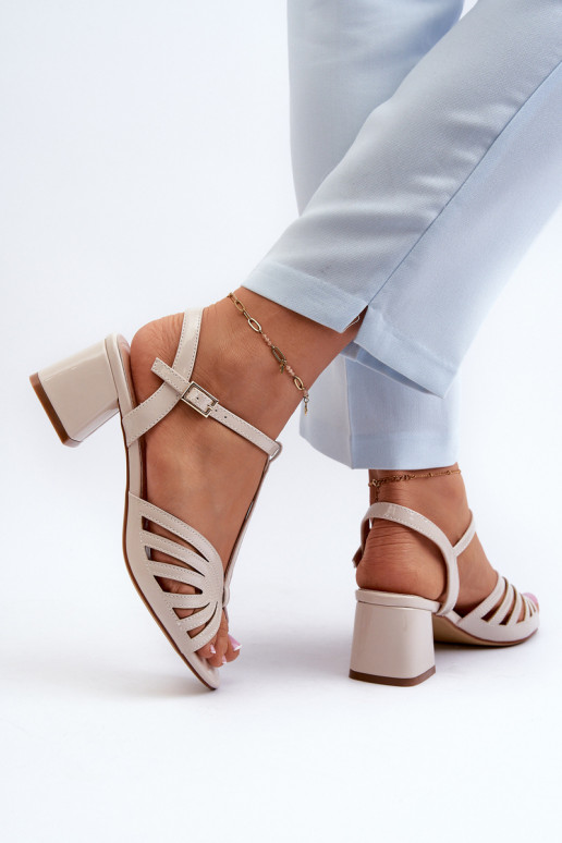 com efeito laca Sandálias elegantes de salto alto Sergio Leone SK880 bege com efeito laca Sandálias elegantes de salto alto Sergio Leone SK880 bege