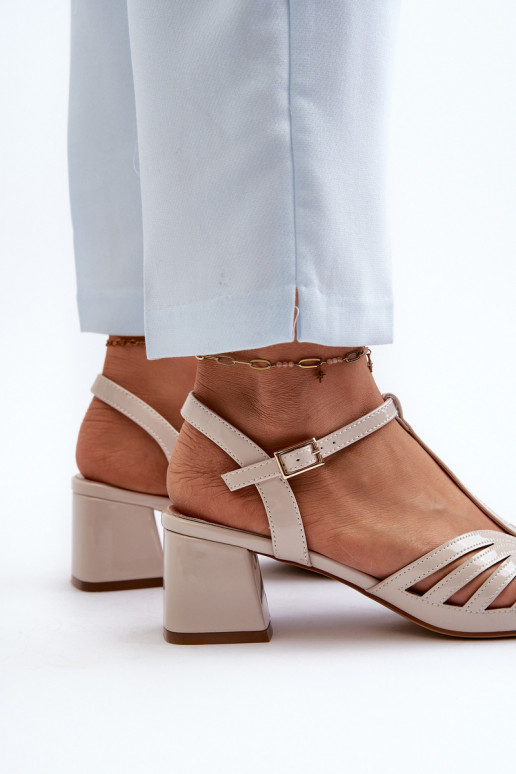 com efeito laca Sandálias elegantes de salto alto Sergio Leone SK880 bege com efeito laca Sandálias elegantes de salto alto Sergio Leone SK880 bege