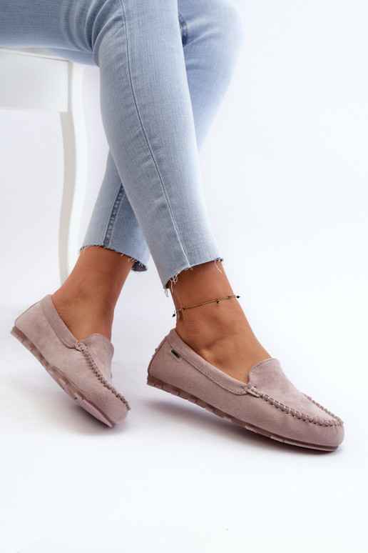 Mocassins femininos de camurça orgânica roxo Amrutia Mocassins femininos de camurça orgânica roxo Amrutia