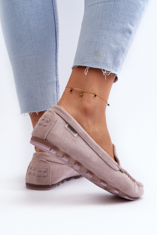 Mocassins femininos de camurça orgânica roxo Amrutia Mocassins femininos de camurça orgânica roxo Amrutia