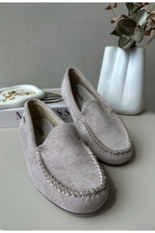 Mocassins femininos de camurça orgânica roxo Amrutia Mocassins femininos de camurça orgânica roxo Amrutia