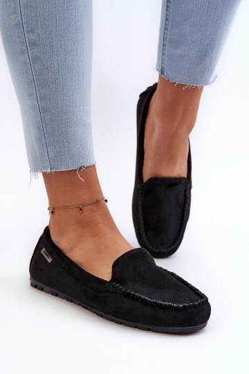 Mocassins femininos em Eco Suede Preto Amrutia