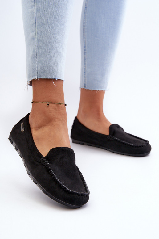 Mocassins femininos em Eco Suede Preto Amrutia