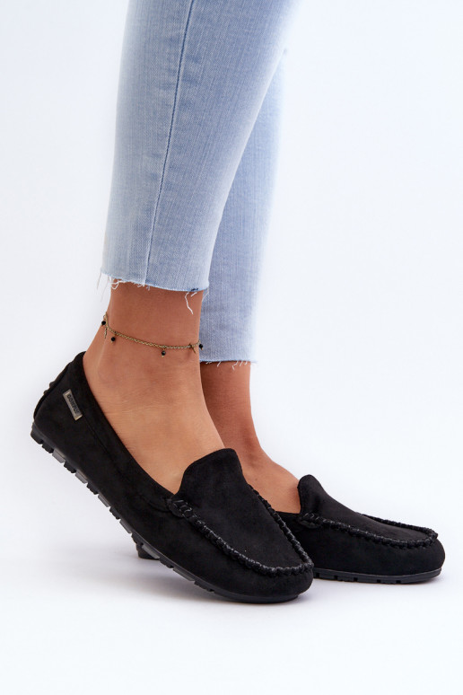 Mocassins femininos em Eco Suede Preto Amrutia