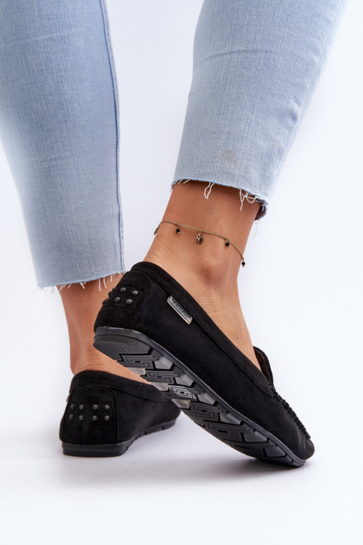 Mocassins femininos em Eco Suede Preto Amrutia