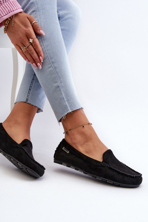 Mocassins femininos em Eco Suede Preto Amrutia