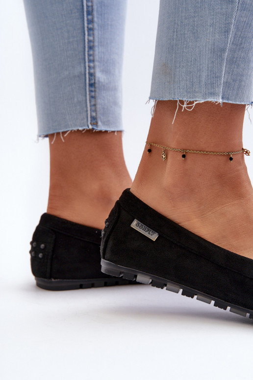 Mocassins femininos em Eco Suede Preto Amrutia
