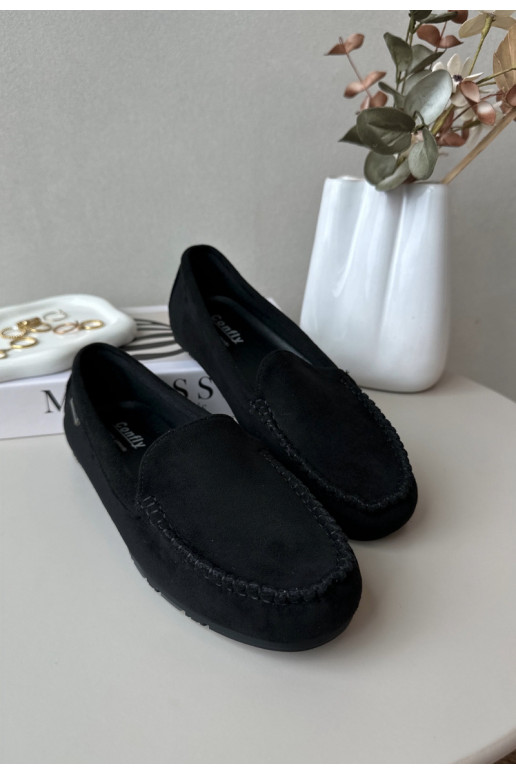 Mocassins femininos em Eco Suede Preto Amrutia