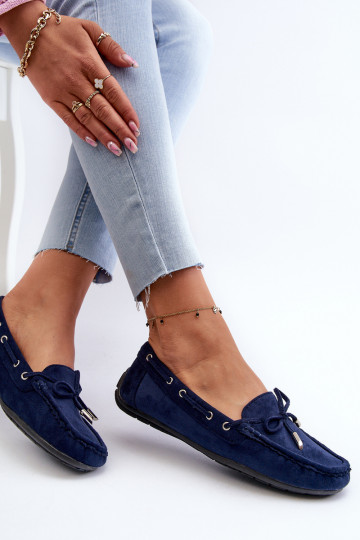 Elegantes mocassins de camurça em azul escuro Si Passione