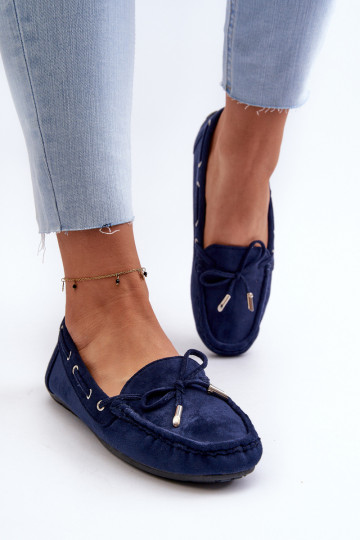 Elegantes mocassins de camurça em azul escuro Si Passione 2