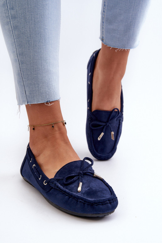 Elegantes mocassins de camurça em azul escuro Si Passione
