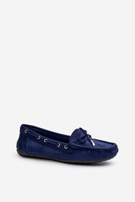 Elegantes mocassins de camurça em azul escuro Si Passione