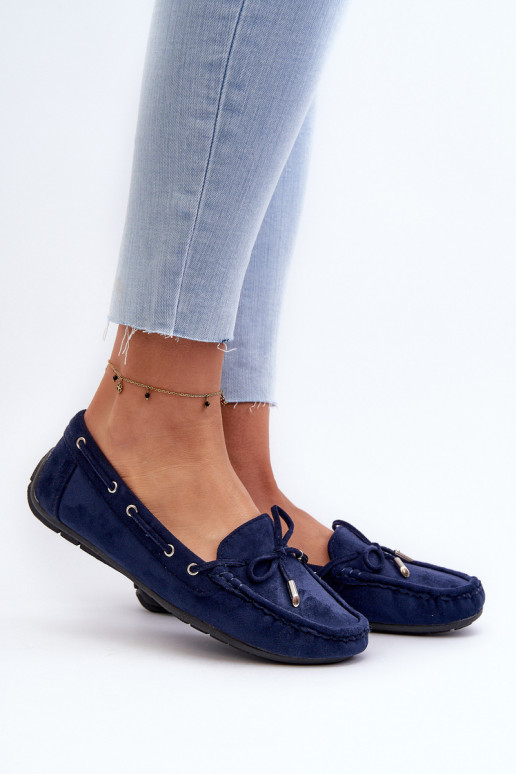 Elegantes mocassins de camurça em azul escuro Si Passione