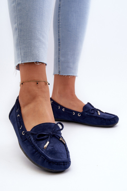 Elegantes mocassins de camurça em azul escuro Si Passione