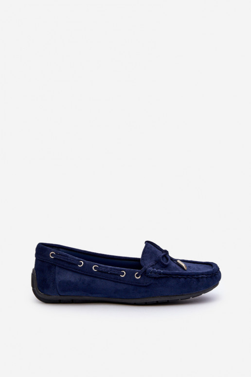 Elegantes mocassins de camurça em azul escuro Si Passione
