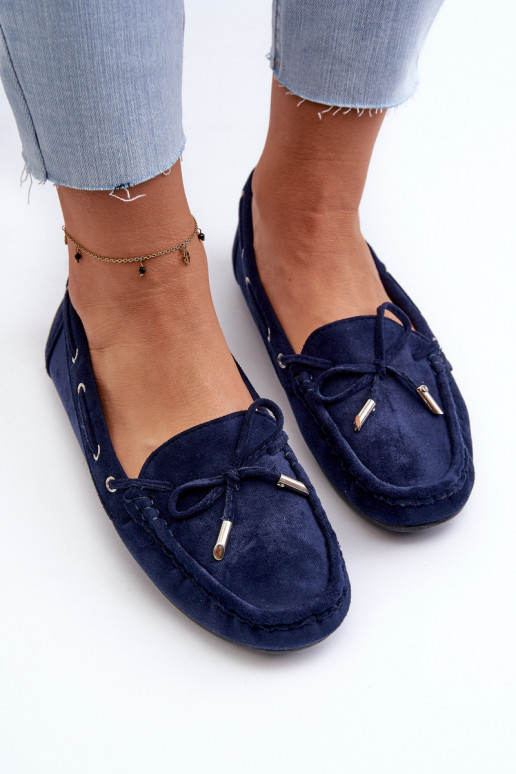 Elegantes mocassins de camurça em azul escuro Si Passione