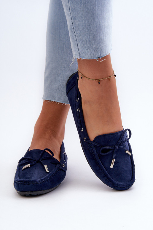 Elegantes mocassins de camurça em azul escuro Si Passione