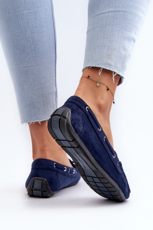 Elegantes mocassins de camurça em azul escuro Si Passione