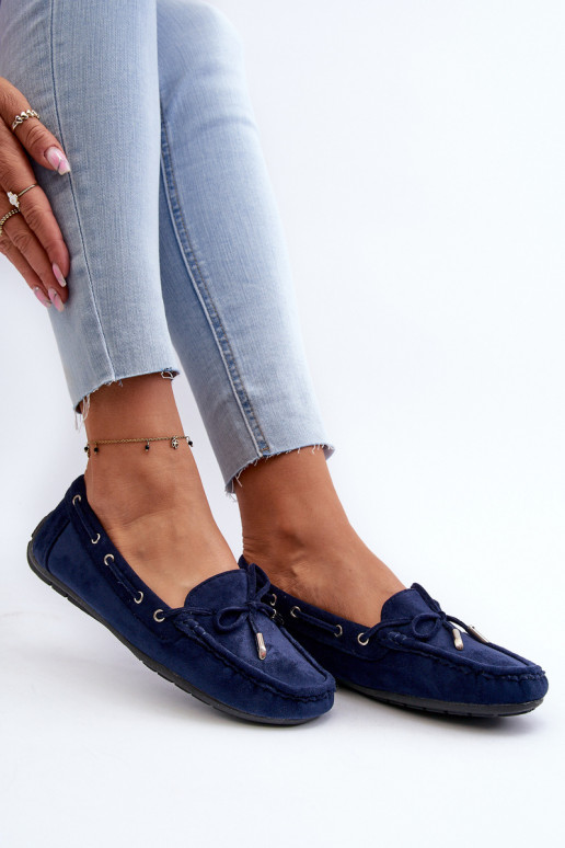 Elegantes mocassins de camurça em azul escuro Si Passione