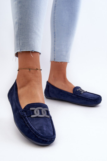 Mocassins de camurça em azul escuro Rabell