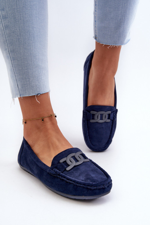 Mocassins de camurça em azul escuro Rabell