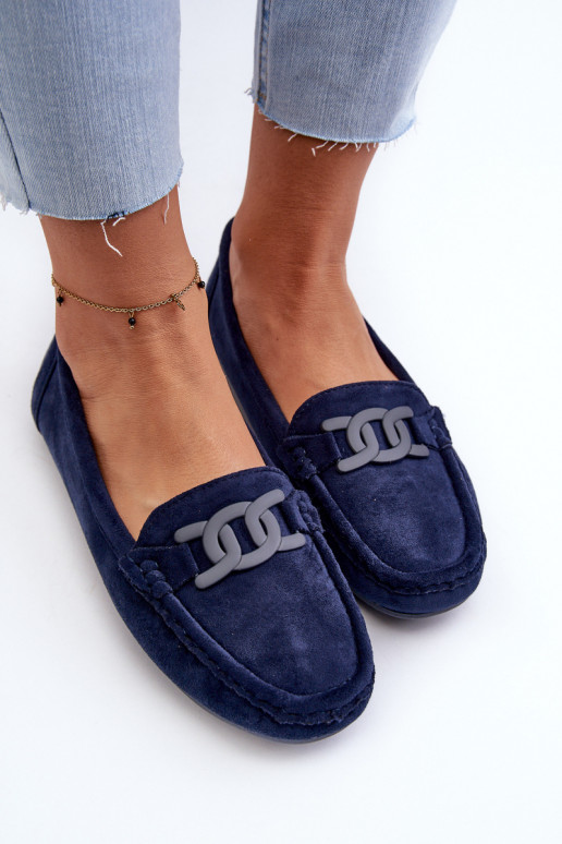 Mocassins de camurça em azul escuro Rabell