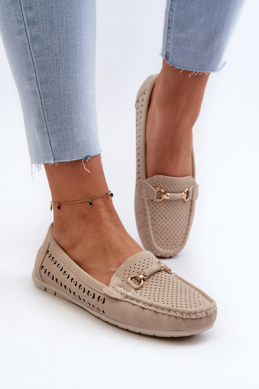 mocassins femininos vazados com enfeites em bege Kaydance mocassins femininos vazados com enfeites em bege Kaydance