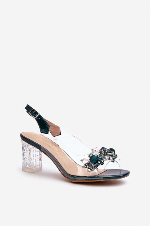 sandálias Perregimi com salto com lindos detalhes na cor verde D&A MR38-D1