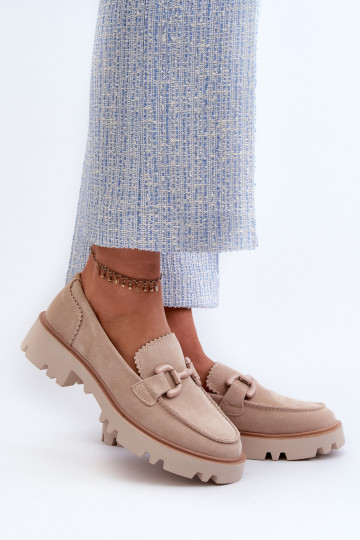 Mocassins de camurça com enfeites D&A TW117 bege