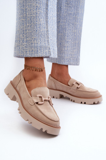 Mocassins de camurça com enfeites D&A TW117 bege 2