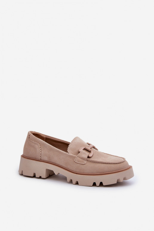 Mocassins de camurça com enfeites D&A TW117 bege